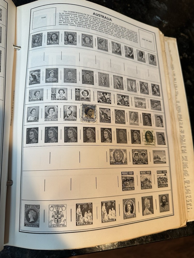 VTG 1977 Traveler Stamp Album With Many Stamps.