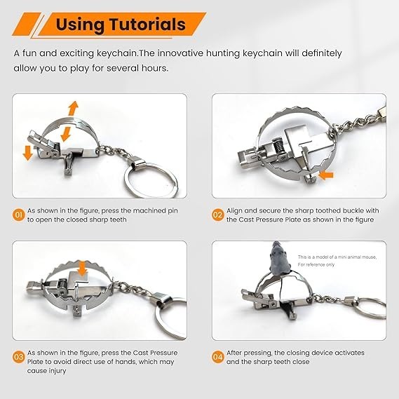 Mini Bear Trap Keychain | Fun Functional Keychian and Decorative Stainless