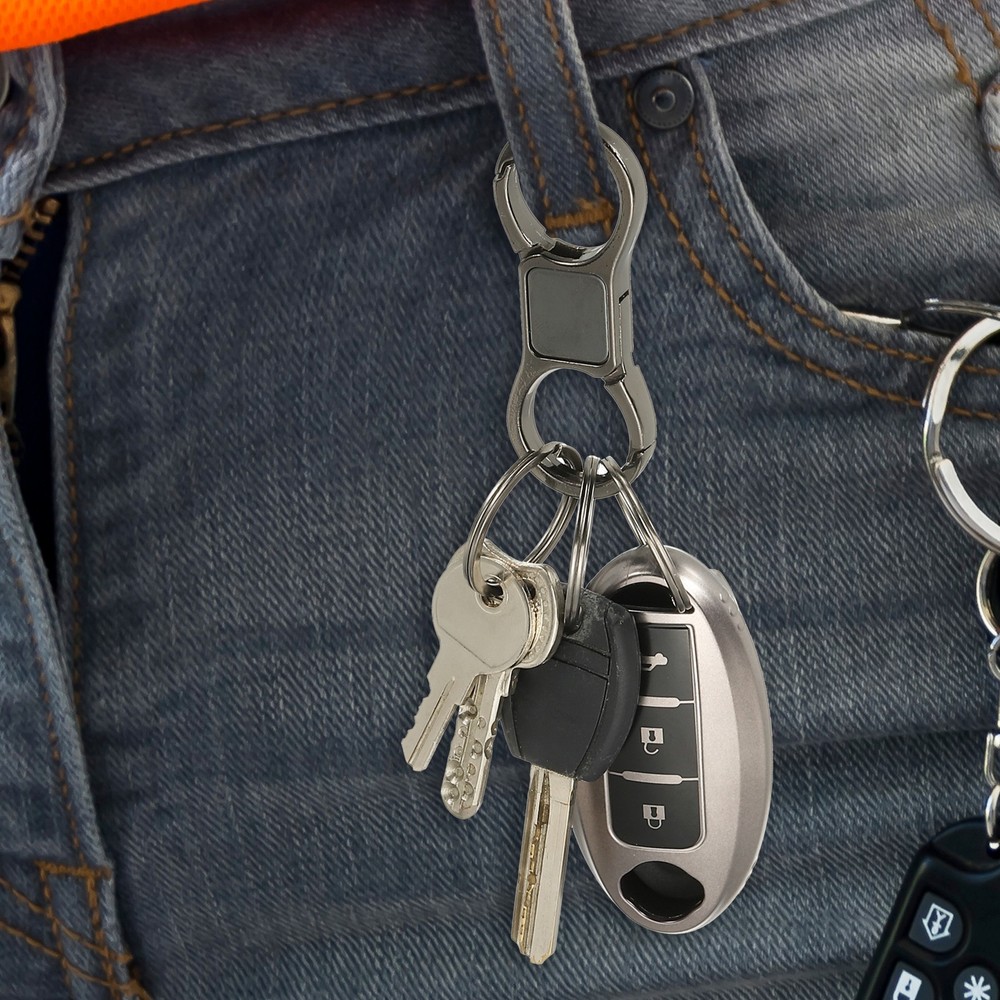 2 Pcs Quick Release Keychain, Keychain with 10 Round Clips, Black