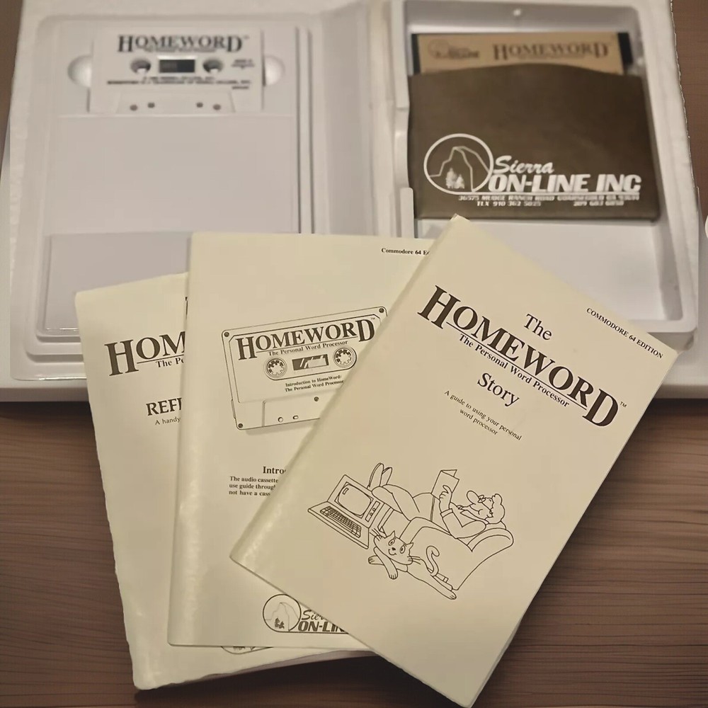 Sierra On-Line HomeWord Word Processor Rare Commodore 64 Big Box Software