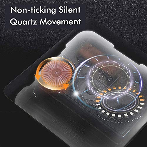 Gold Table Clock Silent Non-Ticking, Small Shelf Desk Top Clock Battery