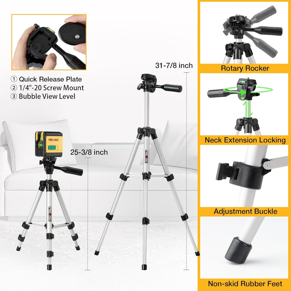 Laser Level with Tripod, 100Ft Dual Modules Self Leveling Cross Line Laser Level