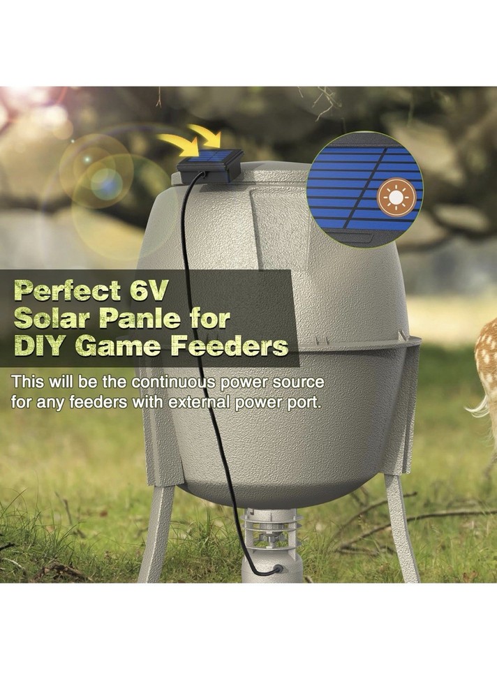 6V Deer Feeder Solar Panel Charger with 5FT Weatherproof Cable