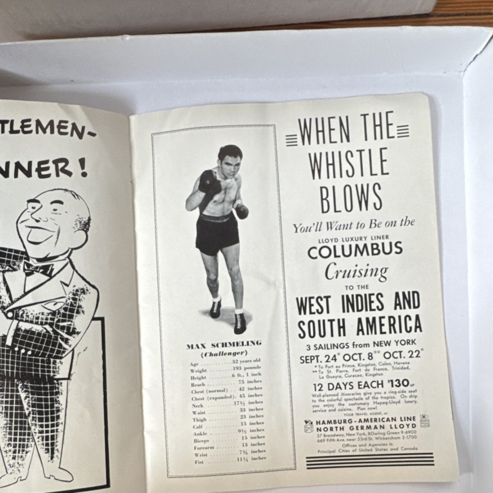 1938 Joe Louis vs Max Schmeling World's Heavyweight Championship Program