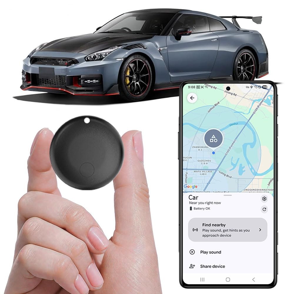 Undetectable GPS Tracker for Vehicles Work with Built-in APP small, black