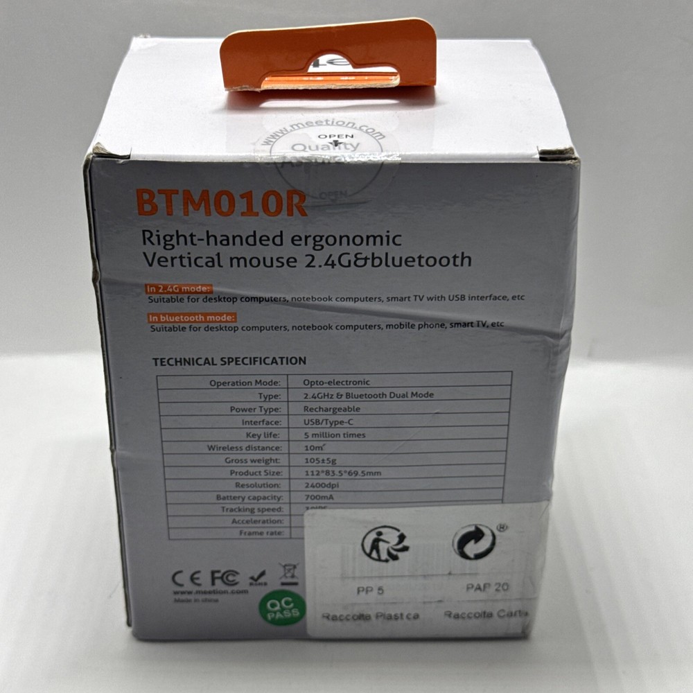 MEETION Ergonomic Vertical Mouse, Wireless Vertical Mouse. Bluetooth