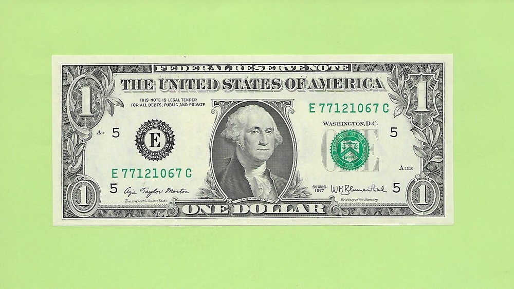 1977 ..UNCIRC $1  E 7712 1067 C  .... 1977  $1  E-C     NICE NOTE      FRN