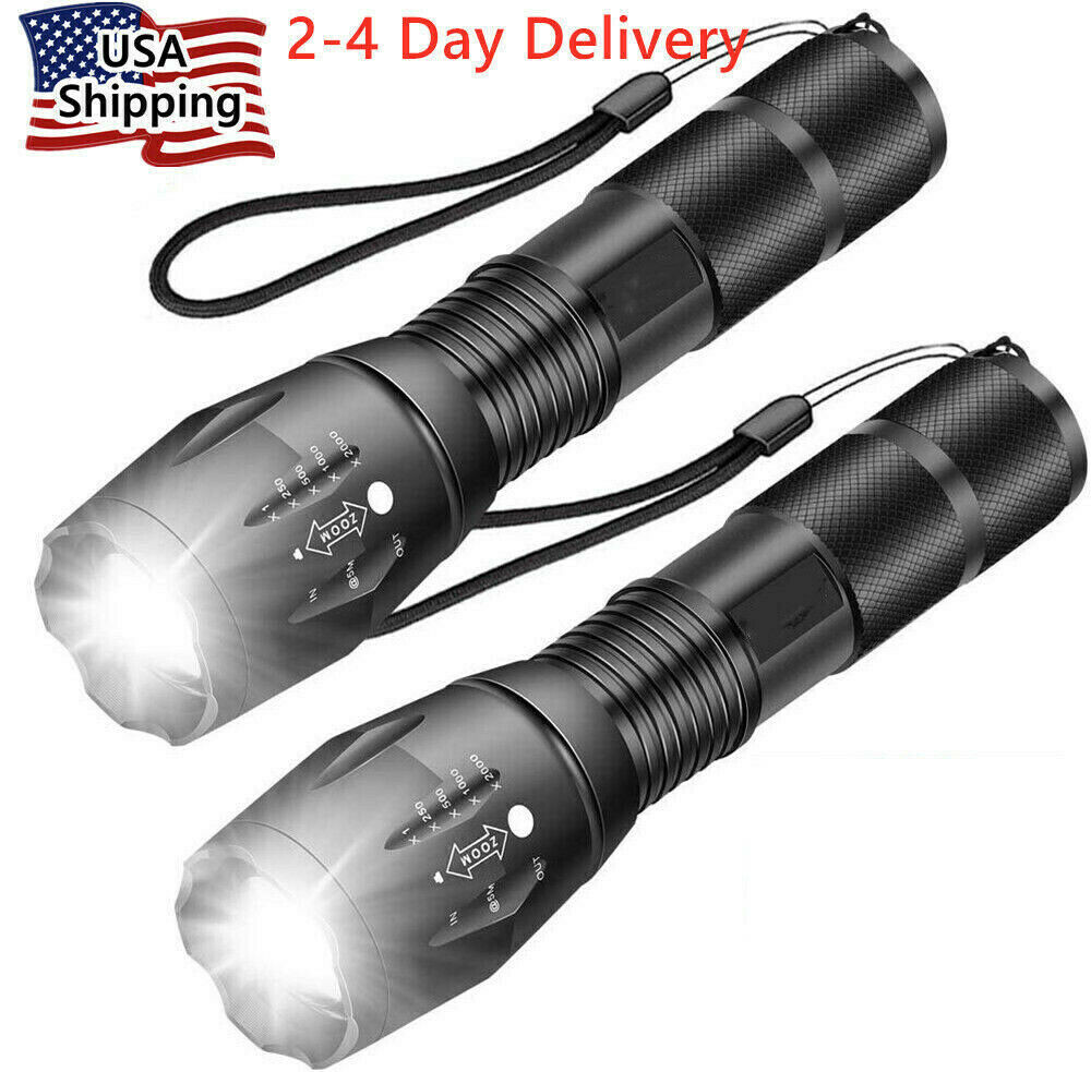 Super-Bright  Tactical Flashlight 5 Modes Zoomable 2-Pack