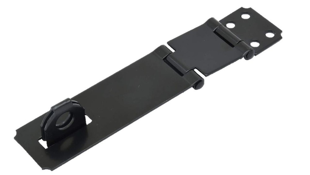 Double Hinge HASP and Fixed Staple, 4-1/2", Steel, Black, 2 Pack