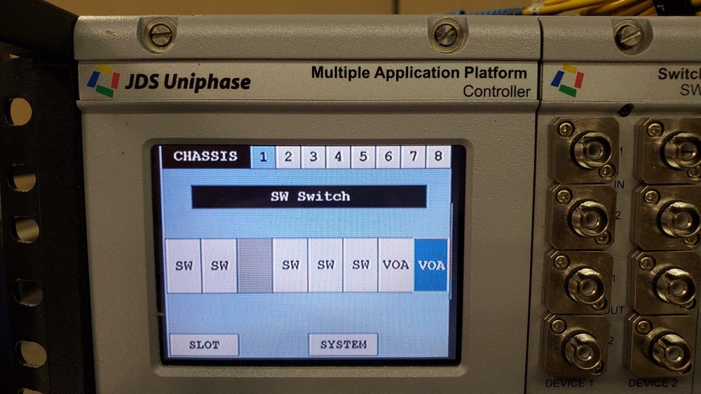 JDS Uniphase MAP+1111110 MAP Chassis / Mainframe & Controller With (7) Modules