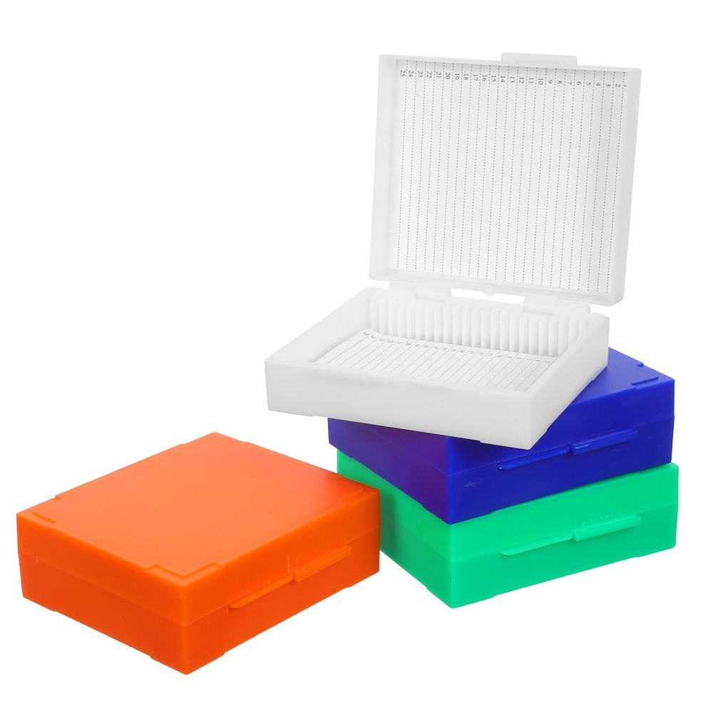 4pcs Laboratory Slide Holder Plastic Boxes 25 Slots Microscope Slide Storage