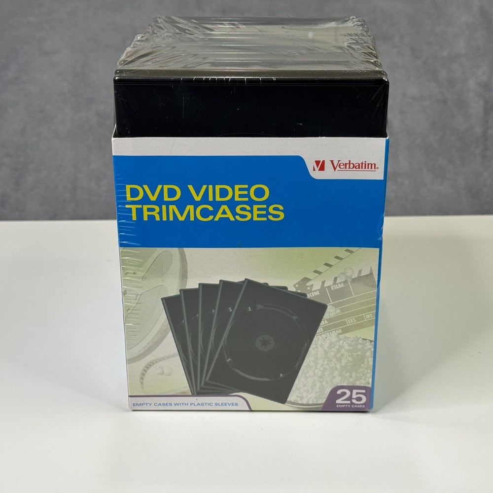 DVD Cases Slim 25 Pack Disc Storage Plastic Hard Shell Sealed Verbatim Trimcases