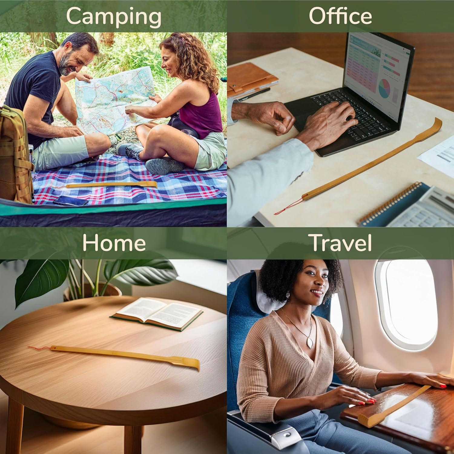 16.5 Inch Traditional Thin Travel Size Bamboo Wooden Back Scratcher Body Relaxat