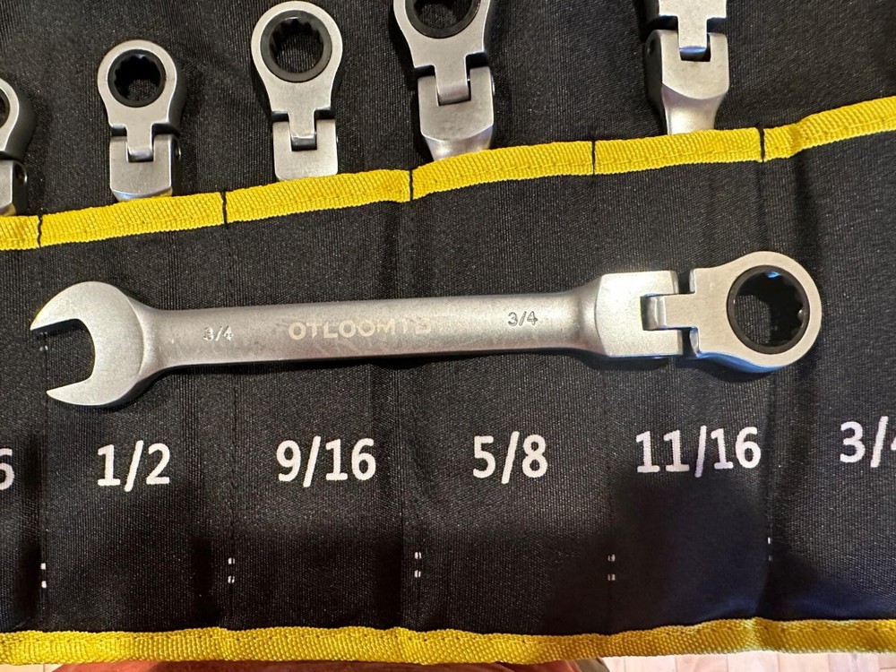 10pcs SAE Ratcheting Combination Wrench Set Flex Head Fixed Head Spanners kit