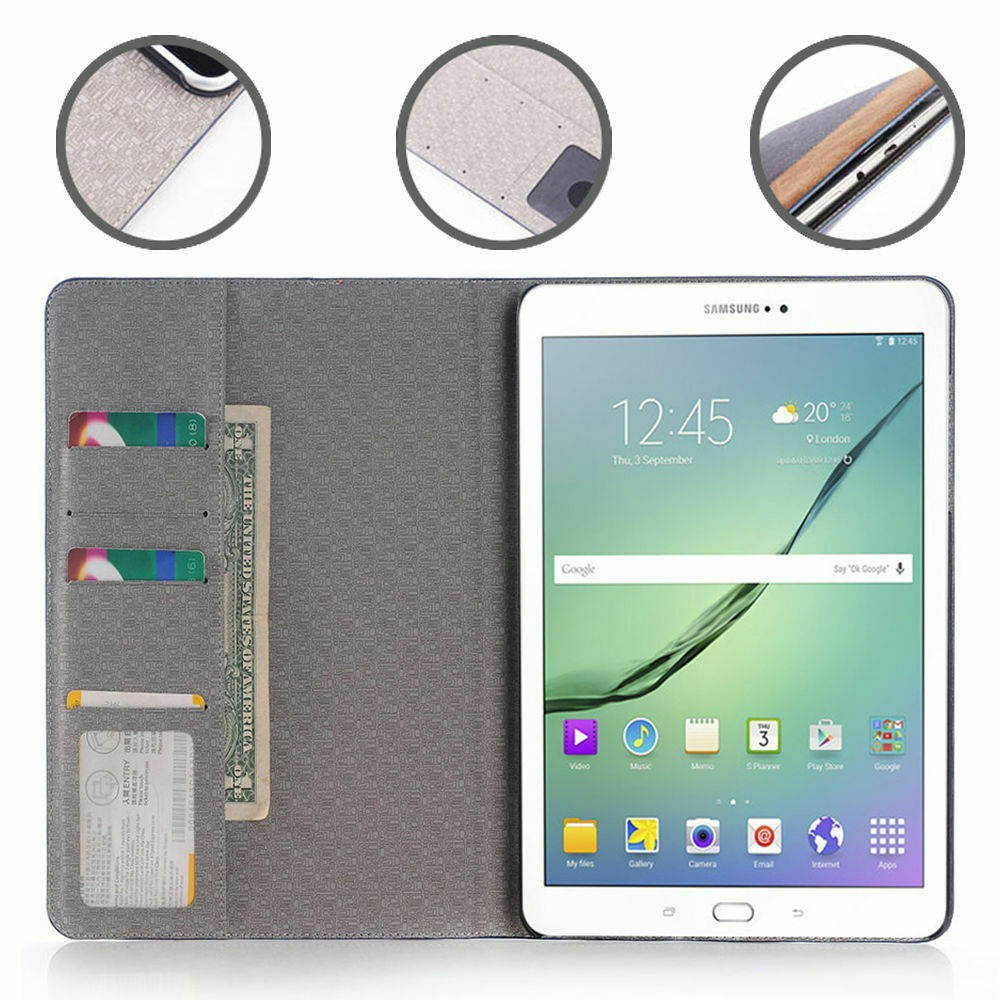 Folio Flip Stand Leather Case For Samsung Galaxy Tab E 9.6"/Tab E 8.0" Tablet
