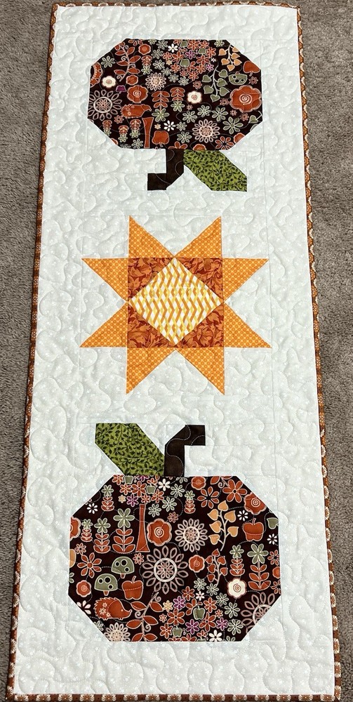 Handmade Quilted Table Runner/Topper ~15" x 37"~Fall~Pumpkins