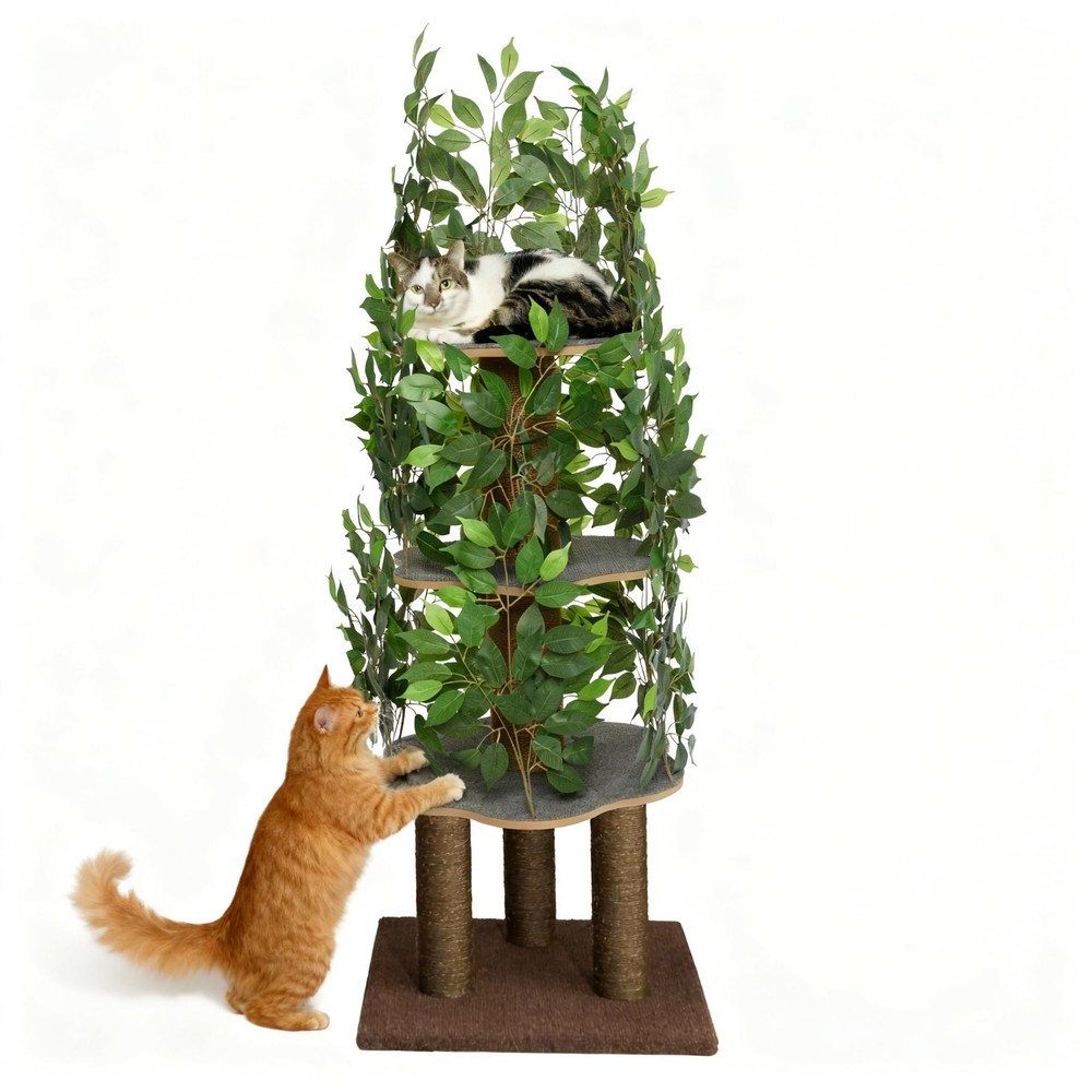Cat Tree with Leaves - Stable, Space-Saving Design for Climbing  Scratching