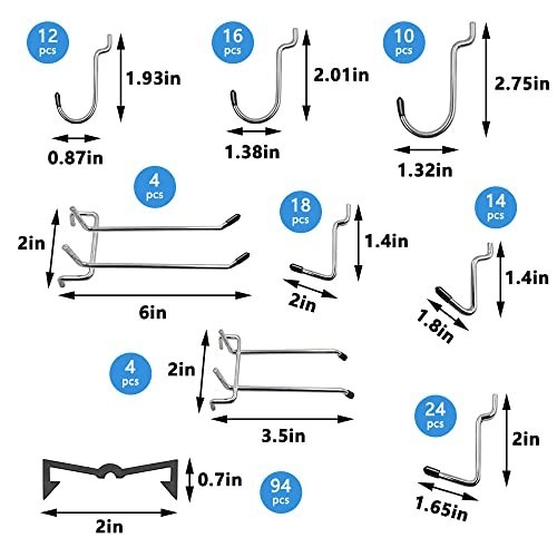 258PCS Pegboard Hook Set - Tool Organizer Kit with Bins & Assorted Hooks