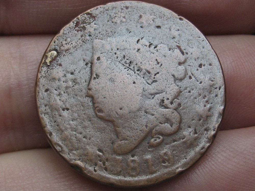 1819 Matron Head Large Cent Penny- Large Date, Rotated Reverse Die Error