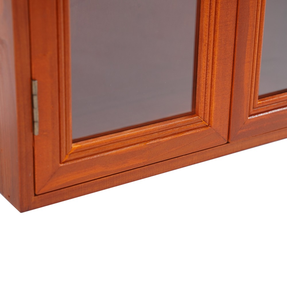 Brown Storage Cabinet 3 Tiers Solid Wood Storage Cupboards Rectangle Modern