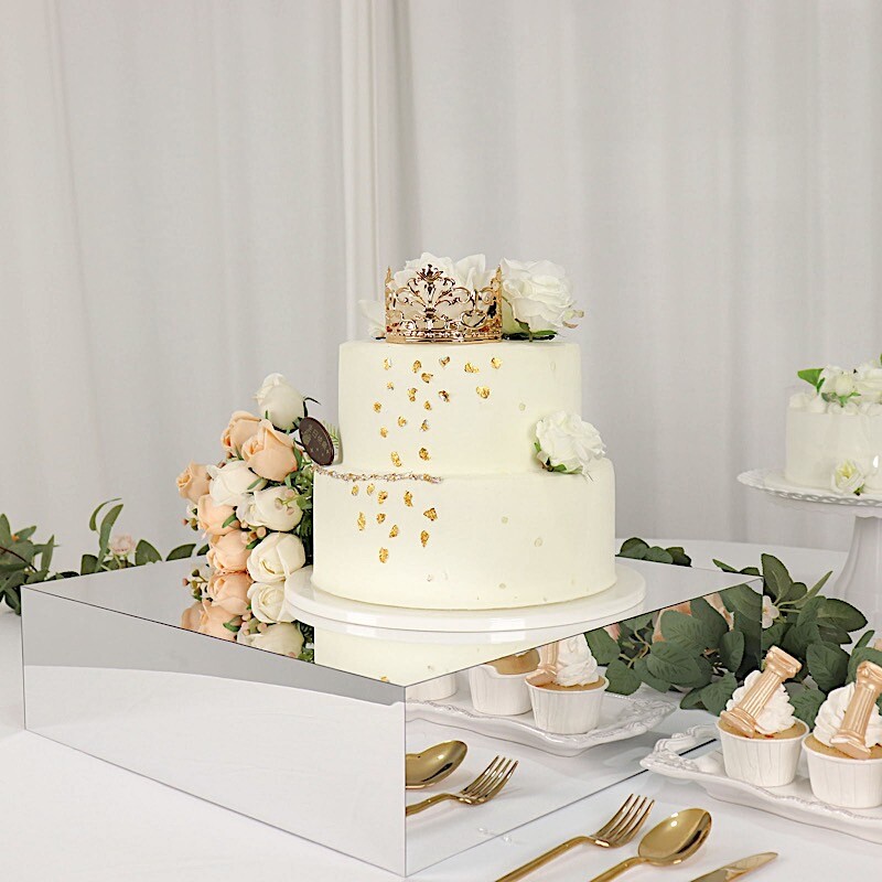 18" x 18" SILVER Acrylic Display Box CAKE STAND Pedestal Riser Party