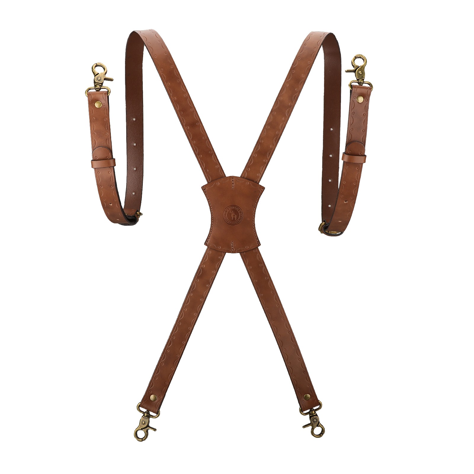 Tourbon Leather Men's Suspenders X Back Adjustable X-Shaped Hooks Pants Braces