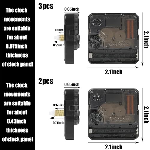 5pcs High Torque Quartz Clock Movement Mechanism Replacement Clock Kit with 12