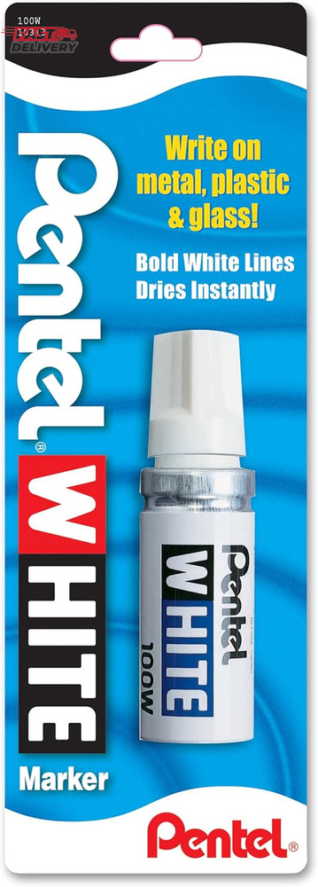 Pentel Permanent Marker, White, Broad Point, 1 Pack (100W)