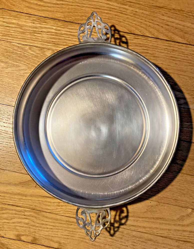 F.B. Rogers Silver Plate Casserole Dish with Anchor Hocking Fire King Glass Pie