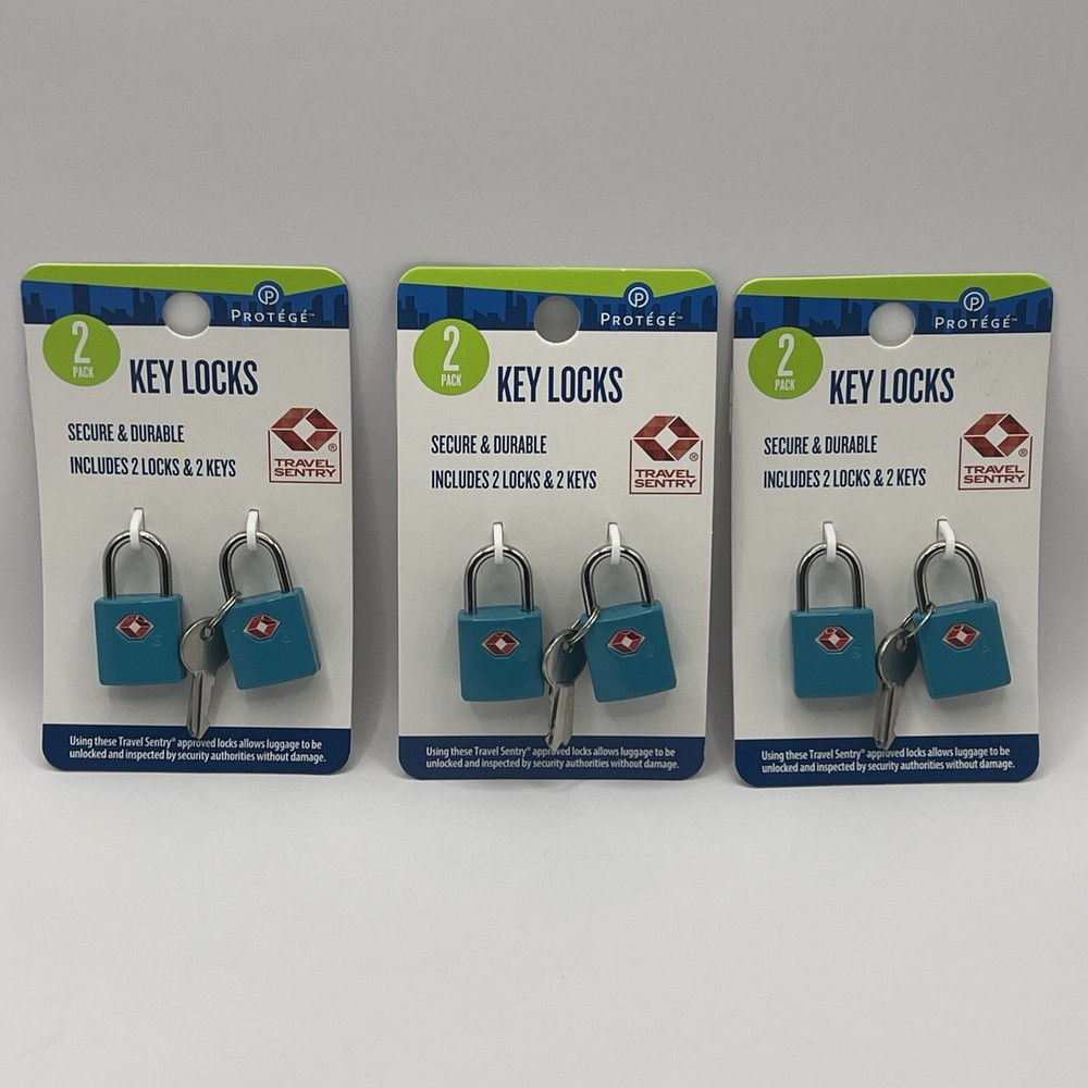 Protege Luggage Locks TSA Accepted & Recognized TEAL 3 Sets, 6 Total Locks