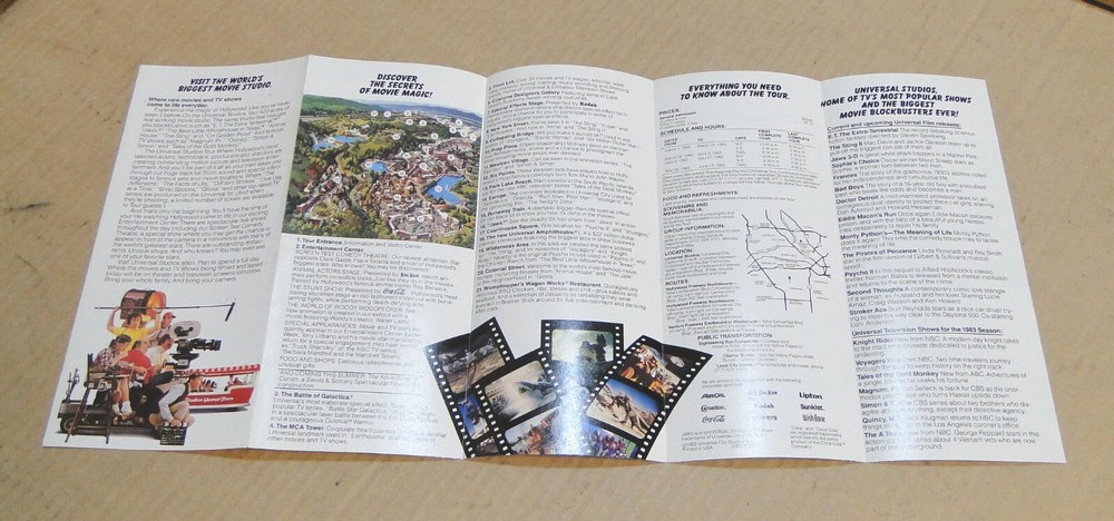 Universal Studios, Two 1983 Fold-Out Brochures, E.T., Jaws Etc.