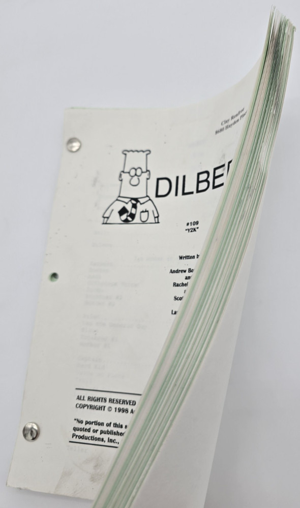 DILBERT / Larry Charles 1998 TV Script, Daniel Stern & Chris Elliott "Y2K"