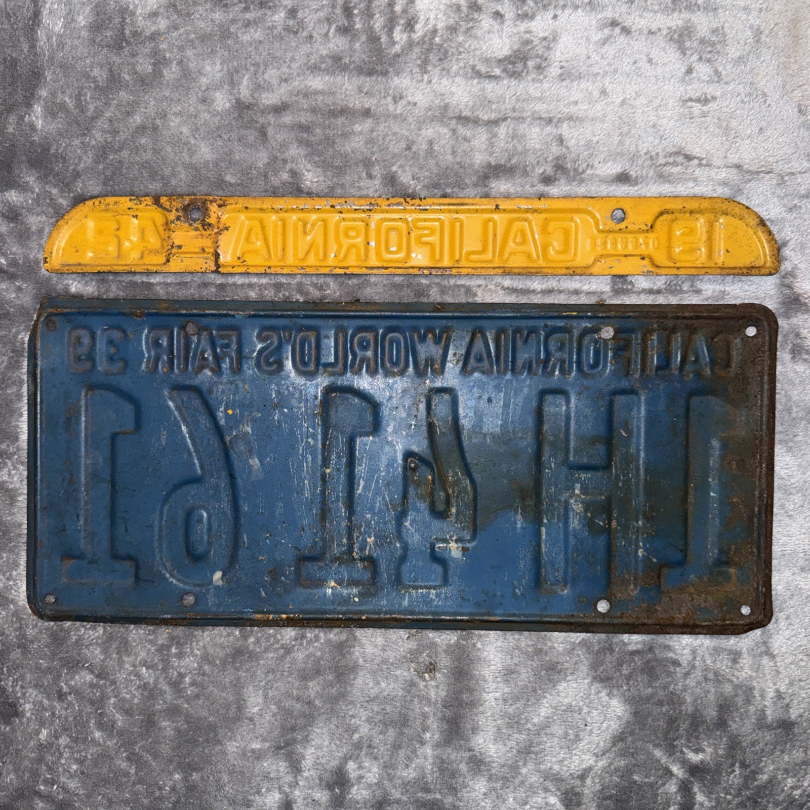 1939 California World’s Fair License Plate 1H4161 w/ 1942 Tag