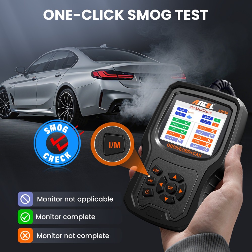 ANCEL AD530 OBD2 Code Reader Scanner Battery Test & Check Engine Diagnostic Tool