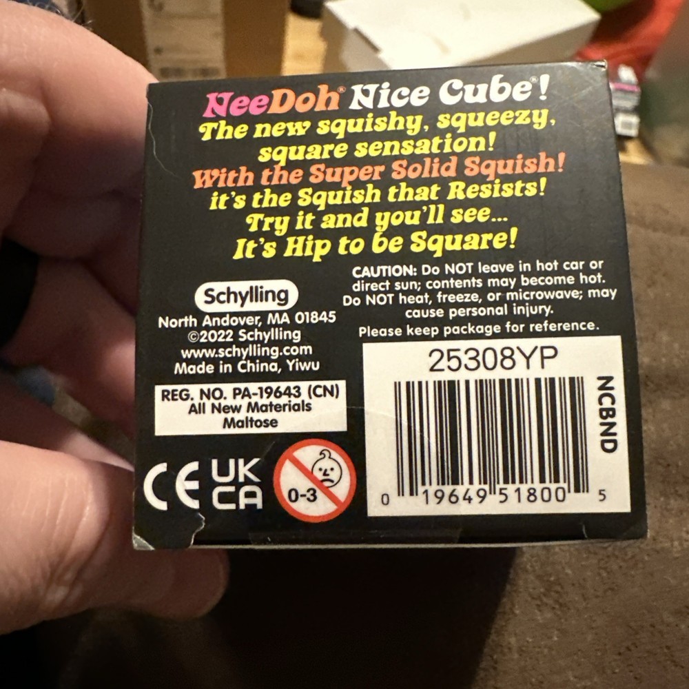 NeeDoh Nice Cube Super Solid Squeezable Stress Reliever Sensory Toy Blue