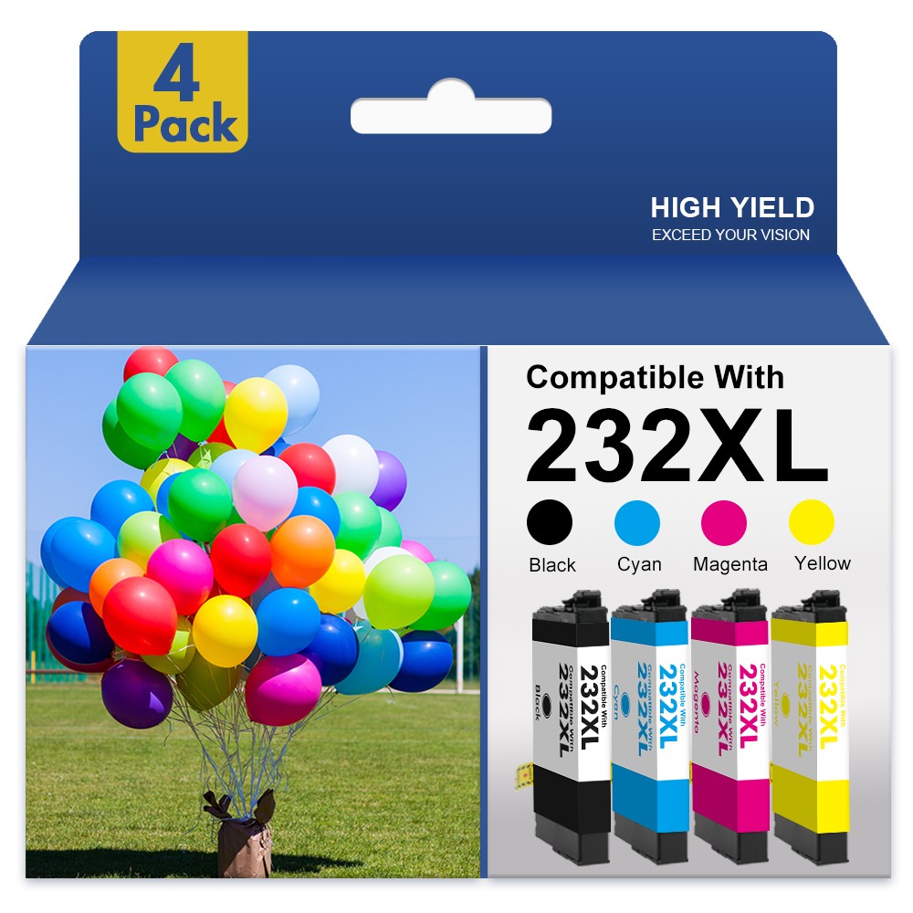 232XL Ink Replacement for Epson XP-4200 XP-4205 WF-2930 WF-2950 Printer (4-Pack)
