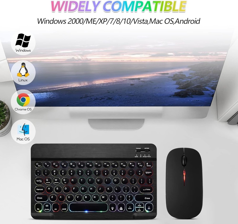Bluetooth Keyboard and Mouse Combo for iPad - Rechargeable Wireless Keyboard.