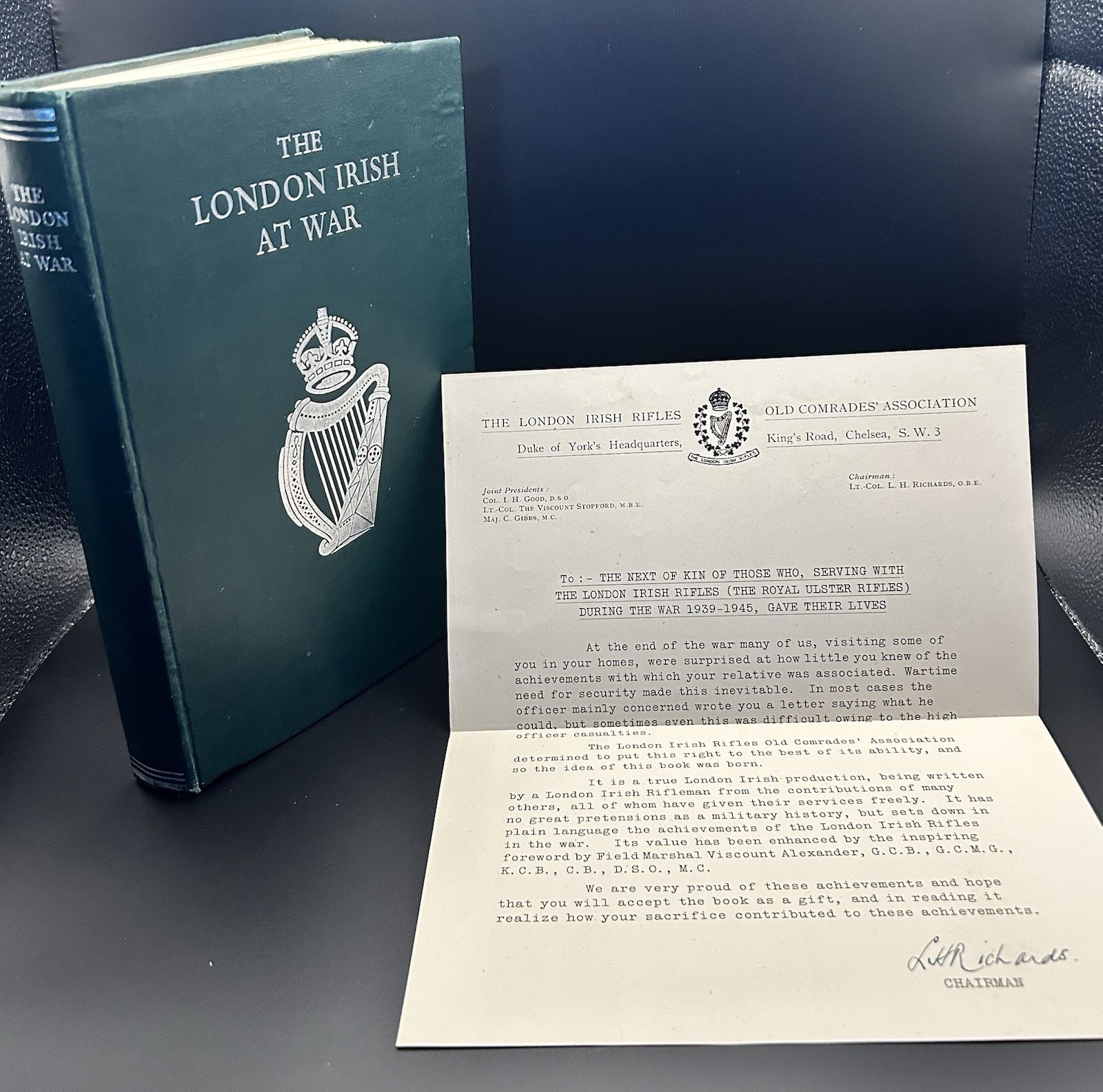 London Irish At War 1939-45 With Next of Kin Letter - Presentation Copy - Rare