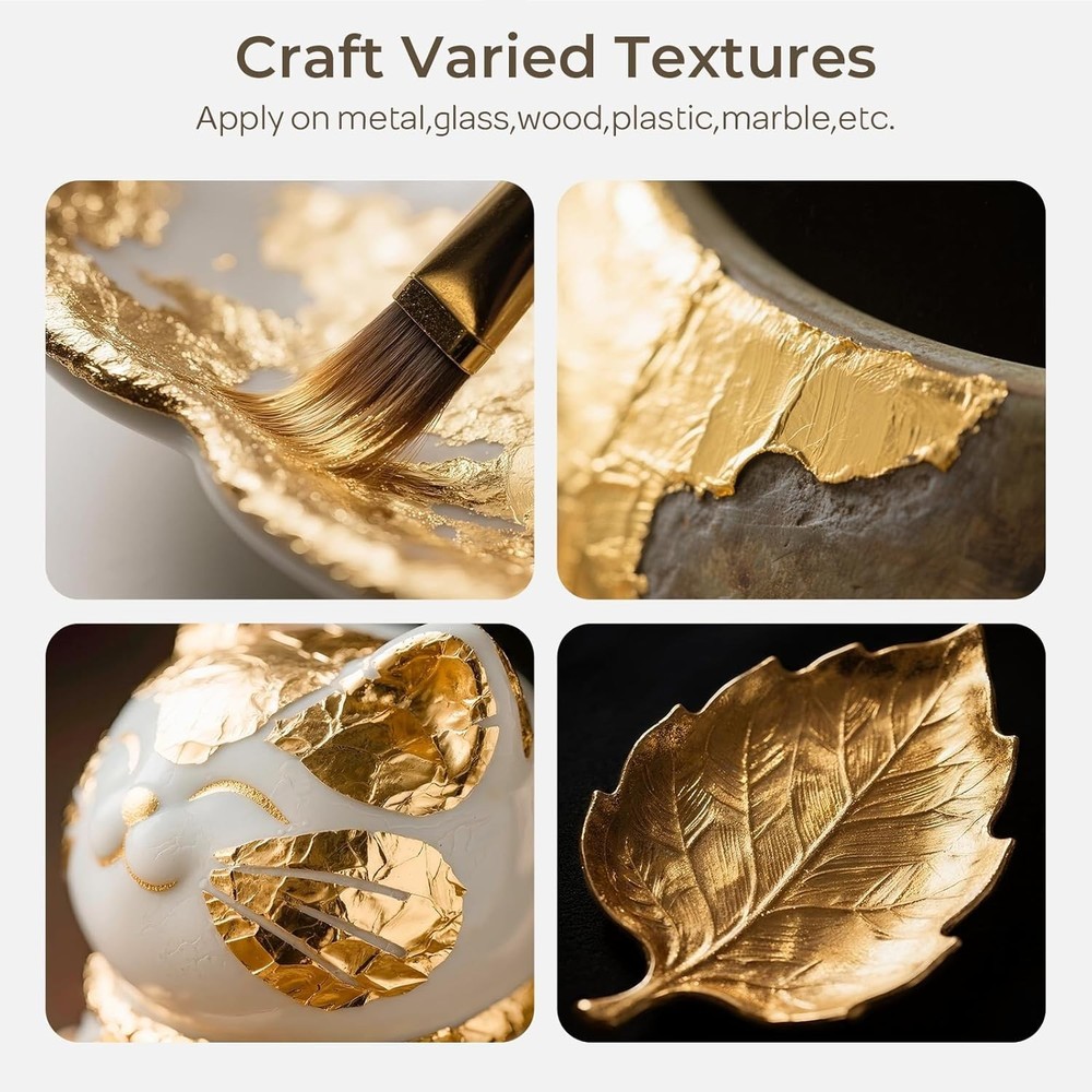 Eco-Friendly Gold Leaf Adhesive Kit with 100 Sheets & Easy Application Tools