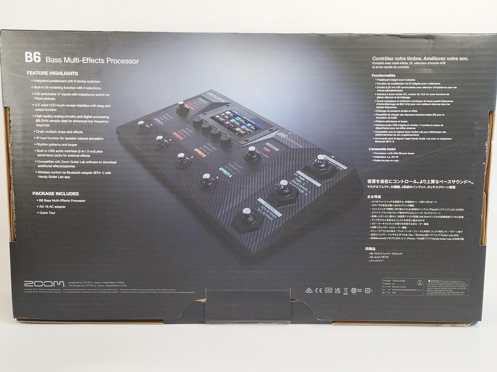 Zoom B6 Bass Multi-Effects Processor For Electric Bass With Power Cable