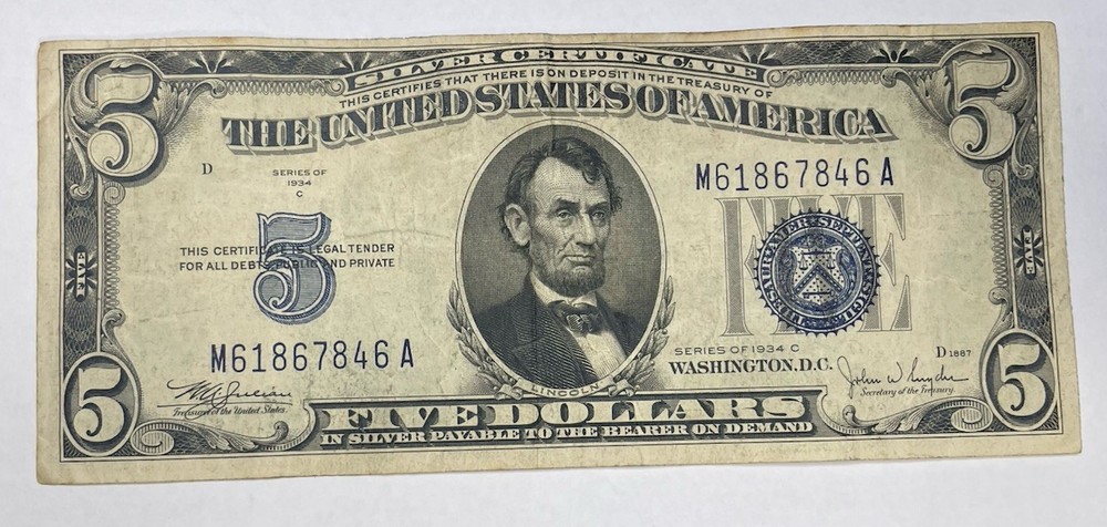 Series 1934-C $5 Silver Certificate