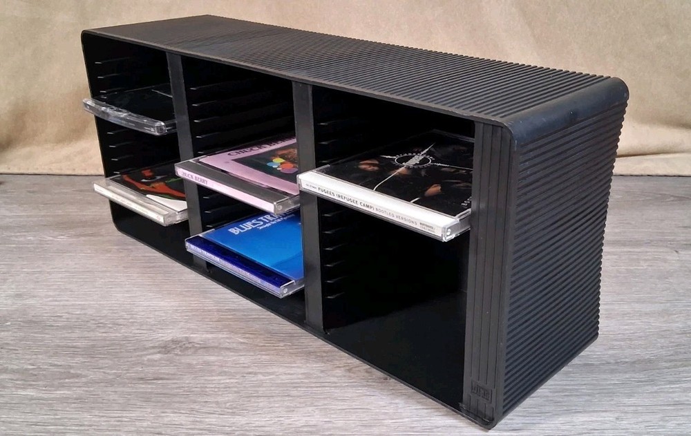 1990s DynaSound 42 CD Rack Shelf Wall Mount or Desktop - Black Plastic