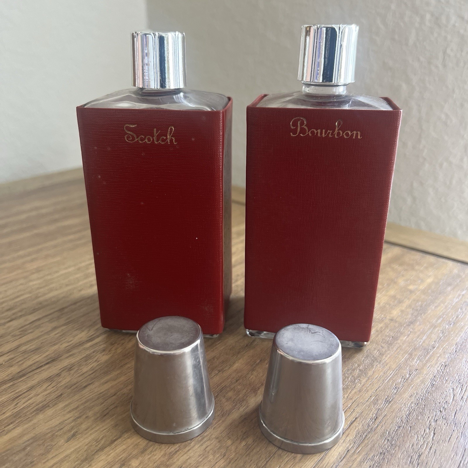 Vintage Enger Kress Leather Travel Bar Set MCM Mad Men Era Bourbon & Scotch