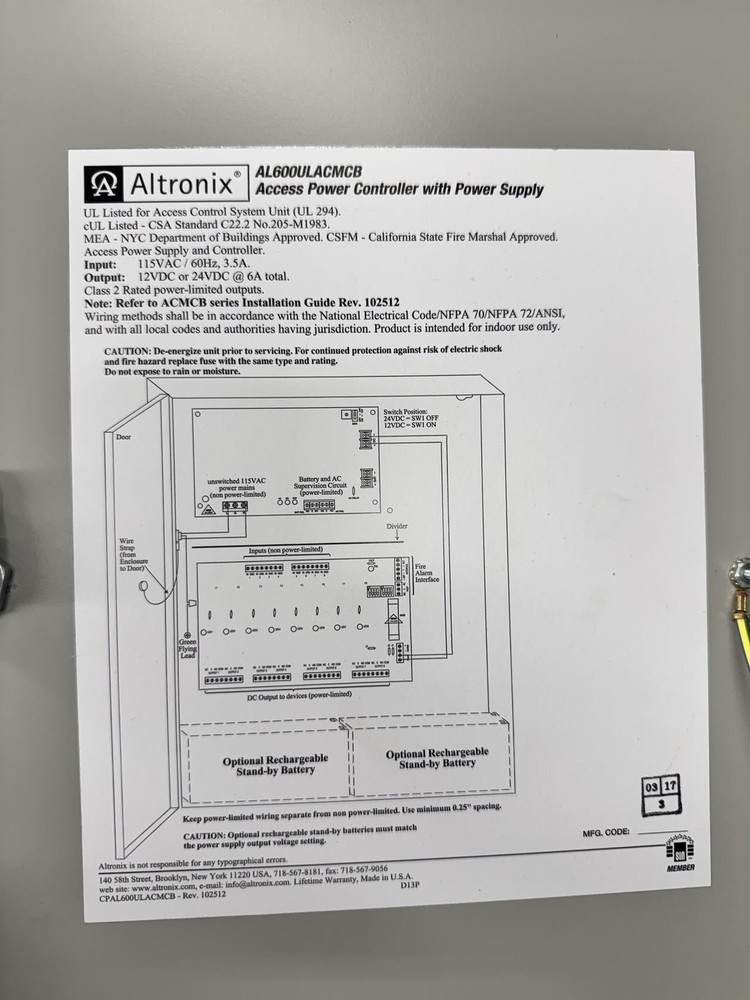 Altronix AL600ULACMCB Access Power Controller with Power Supply Open box