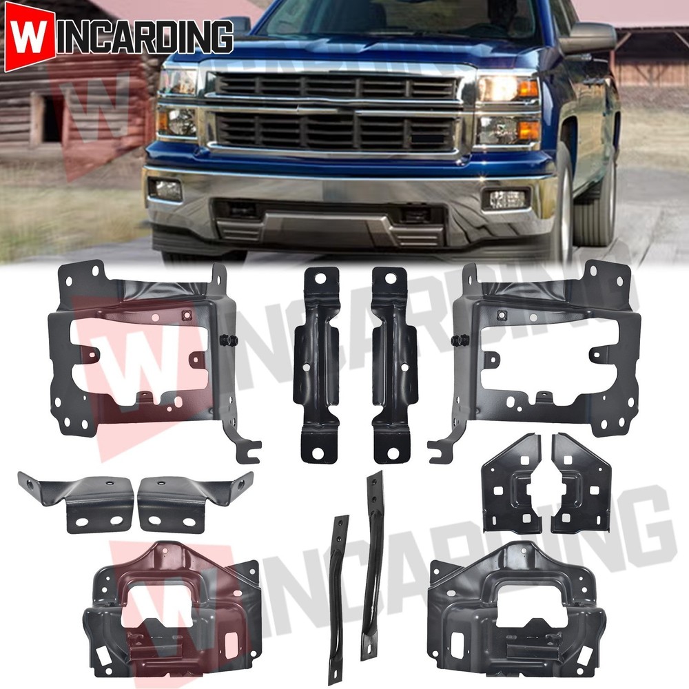 Front Bumper Support Mount Bracket Set For 2014-2015 Chevrolet Silverado 1500