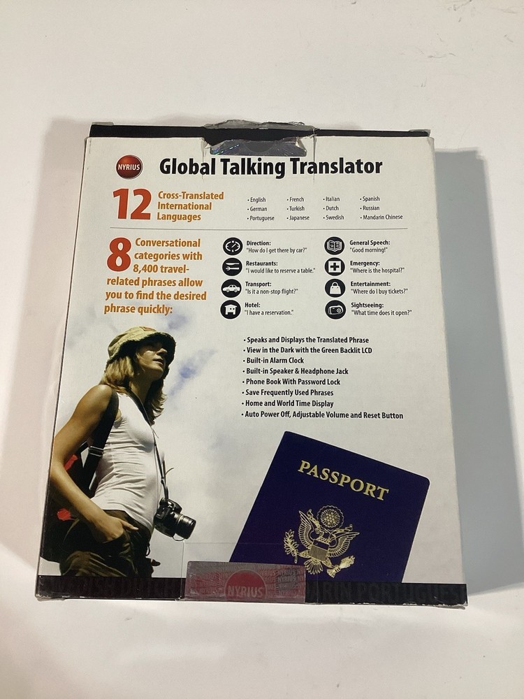 Nyrius Global Talking Translator 12 International Language Model