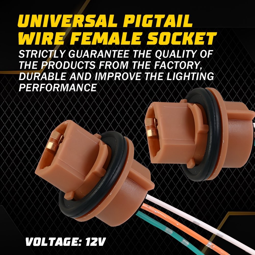 Universal Pigtail Wire Female Socket Two 7443 Harness Replace Stop Tail Brake