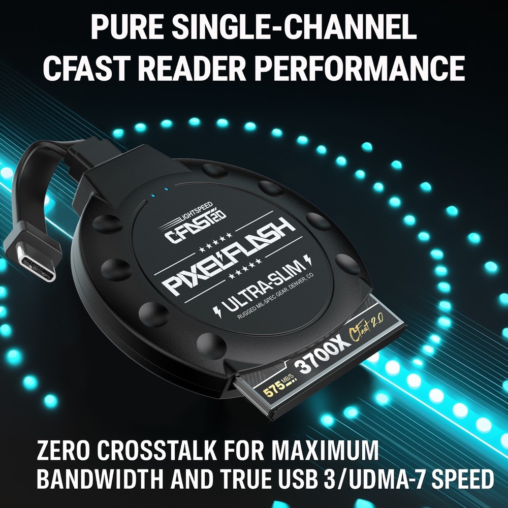 PixelFlash CFast 2.0 Card Reader USB 3.0 No-Bend Pin Design 550MB/s Transfer