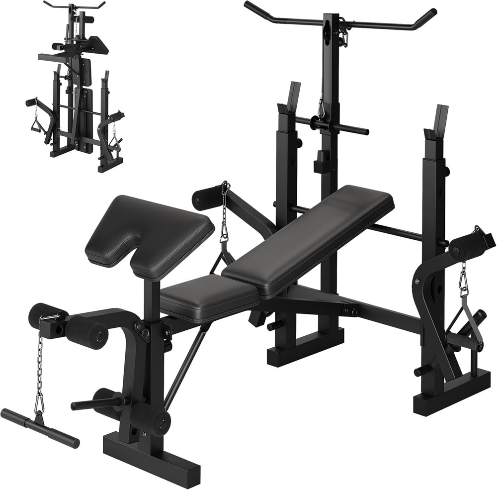 Adjustable Weight Bench, Foldable Flat Incline Decline Workout Bench & All-In-On