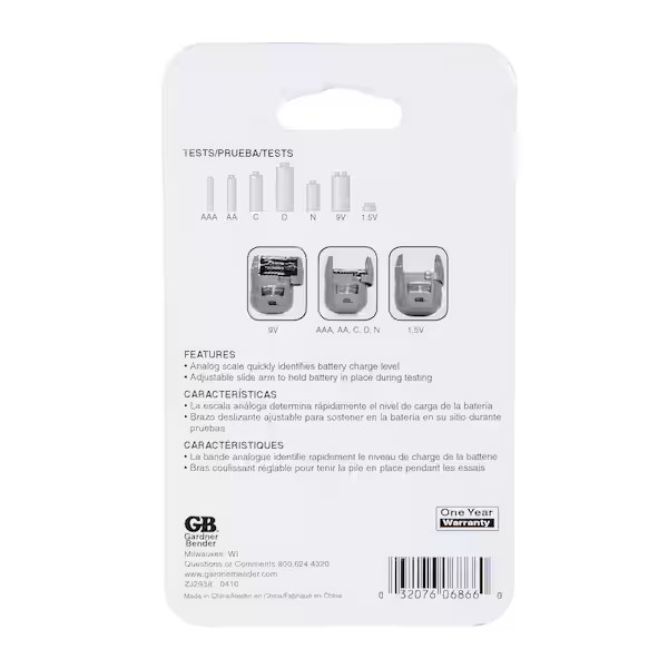 NEW Easy to Read Battery Tester for D, C, AAA, AA 9-Volt Adjustable for Sizes